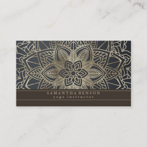 Elegant Mandala Lotus Flower Logo Yoga Instructor Business Card