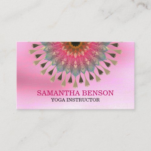 Elegant Mandala Lotus Logo Yoga Instructor Business Card