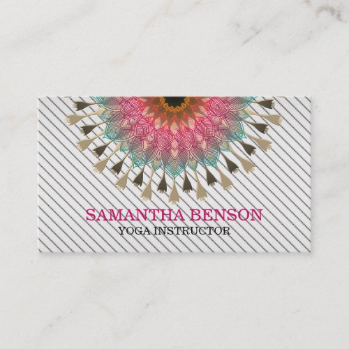 Elegant Mandala Lotus Logo Yoga Instructor Business Card