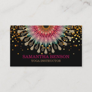 Elegant Mandala Lotus Logo Yoga Instructor Business Card