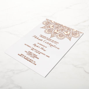 Elegant Mandala Mehndi Real Rose Gold Foil Invitation
