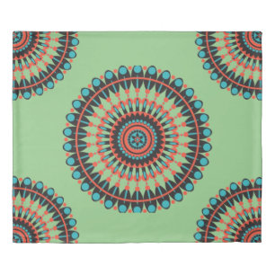 Elegant Mandala Mid Century Modern Sage Green Duvet Cover