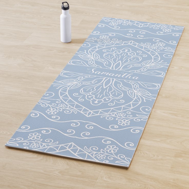 Elegant Mandala Modern Monogrammed Light Blue Yoga Mat Zazzle