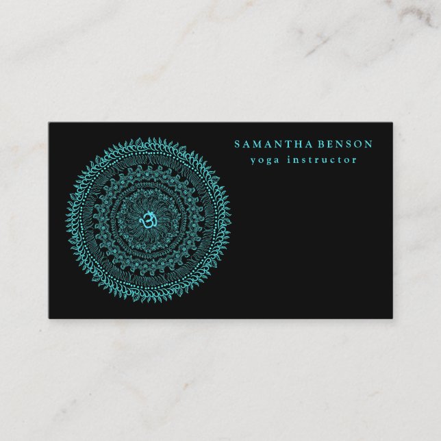 Elegant Mandala OM Logo Yoga Business Card (Front)