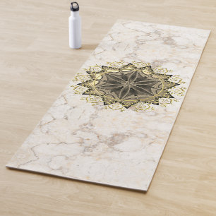 Elegant Mandala on Marble Yoga Mat