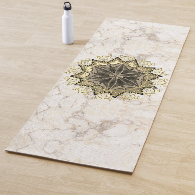Elegant Mandala on Marble Yoga Mat (In Situ)