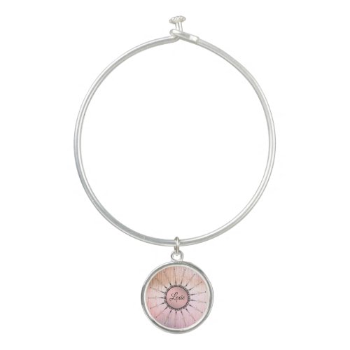 Elegant Mandala on Peachy Pink Personalized  Bangle Bracelet