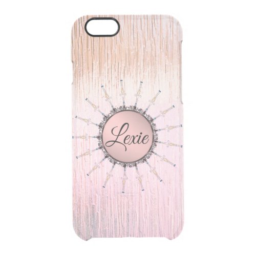 Elegant Mandala on Peachy Pink Personalized  Clear iPhone 66S Case