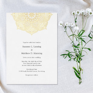 Elegant Mandala REAL GOLD FOIL wedding invitation