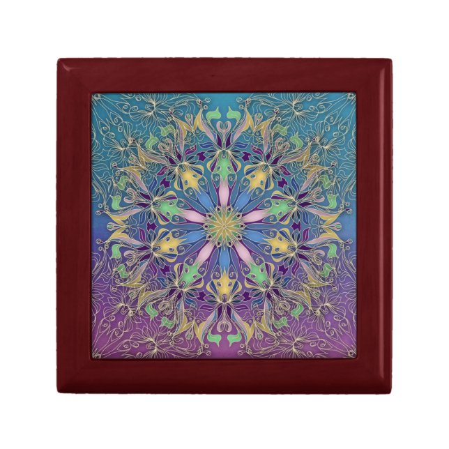 Elegant Mandala Wooden Jewelry Keepsake Box (Front)