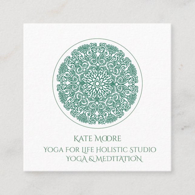 Elegant Mandala Yoga Symbol Of Universe Holistic Square Business Card (Front)
