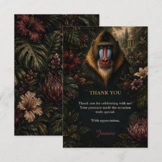 Elegant Mandrill Botanical Milestone Birthday Thank You Card