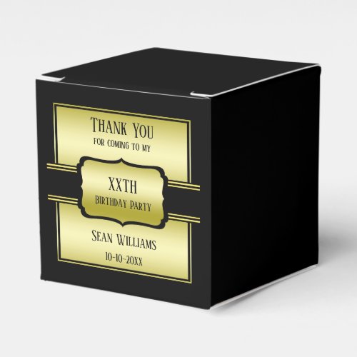 Elegant Mans Gold  Black Birthday Favor Boxes