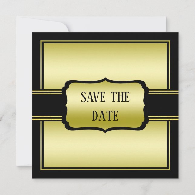 Elegant Man's Gold & Black Birthday Save The Date (Front)