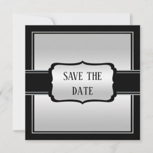 Elegant Man's Silver & Black Birthday Save The Date