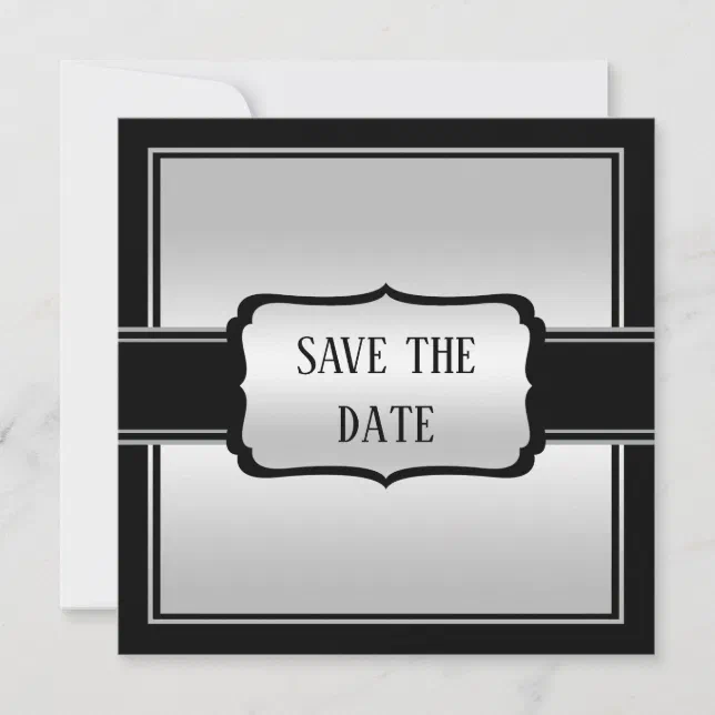 Elegant Man's Silver & Black Birthday Save The Date | Zazzle