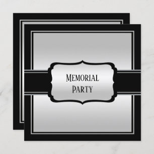 Elegant Man's Silver & Black memorial Party Invitation