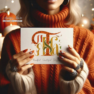 Elegant Manuscript Thanks Autumn Fall Foliage Holiday Postcard