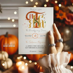 Elegant Manuscript Thanks Autumn Foliage  Invitation