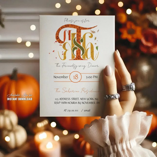 Elegant Manuscript Thanks Autumn Foliage  Invitation (Creator Uploaded)
