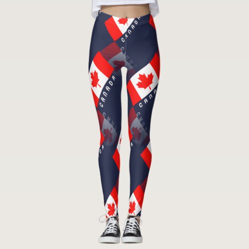 Elegant Maple Leaf Canadian Flag 3D Reflection Leggings