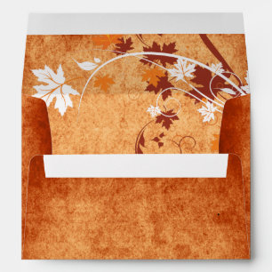 Elegant maple leaves orange fall wedding envelope