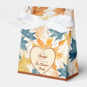 Elegant Maple Leaves Thankful Thanksgiving Heart Favor Boxes