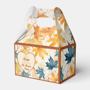 Elegant Maple Leaves Thankful Thanksgiving Heart Favor Boxes