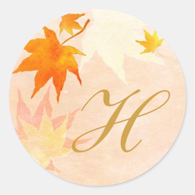 Elegant Maple Wedding Favor Classic Round Sticker (Front)