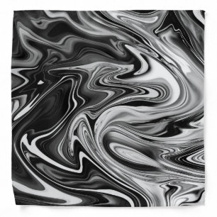 Elegant Marble 7 - Liquid Black and White Bandana