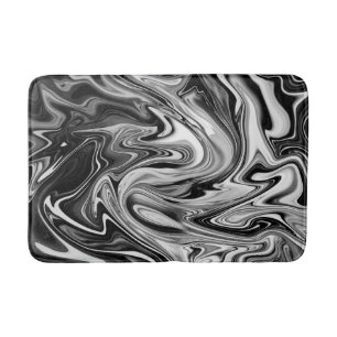 Elegant Marble 7 - Liquid Black and White Bath Mat
