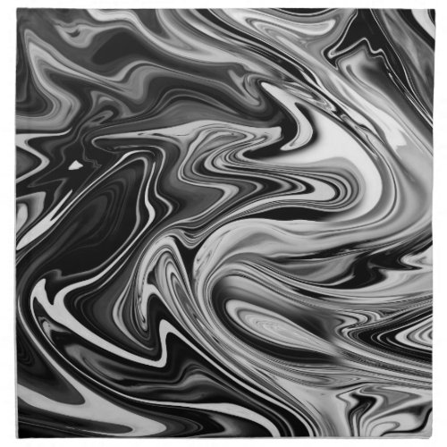 Elegant Marble 7 _ Liquid Black and White Cloth Napkin