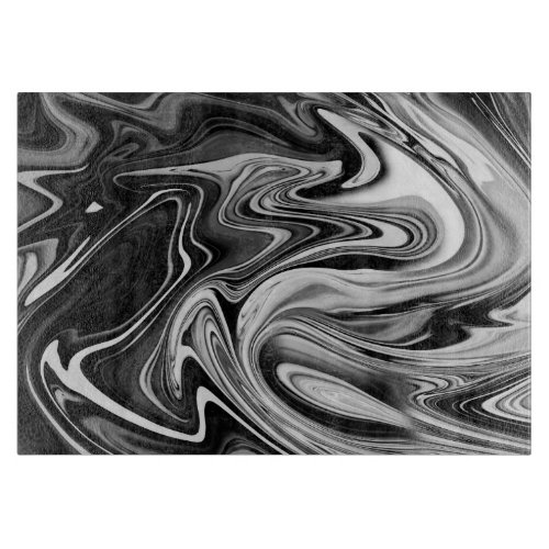 Elegant Marble 7 _ Liquid Black and White Cutting Board