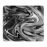 Elegant Marble 7 - Liquid Black and White Cutting Board