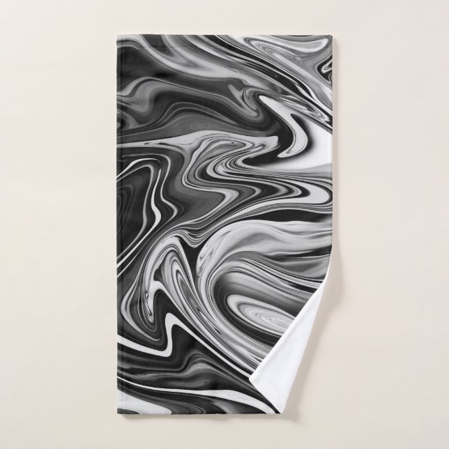 Elegant Marble 7 - Liquid Black and White Hand Towel (Hand Towel)