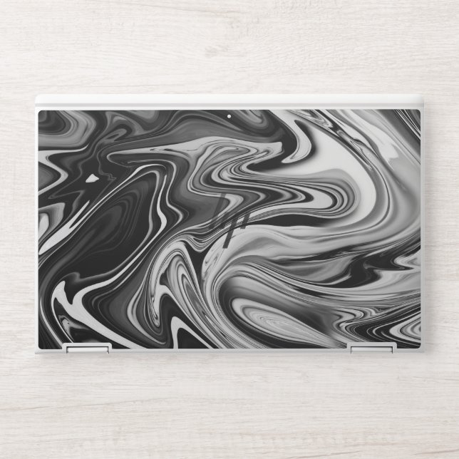 Elegant Marble 7 - Liquid Black and White HP Laptop Skin (Front)