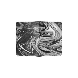 Elegant Marble 7 - Liquid Black and White Passport Holder