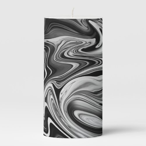 Elegant Marble 7 _ Liquid Black and White Pillar Candle