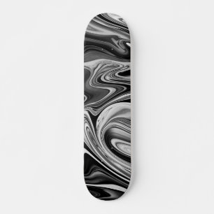 Elegant Marble 7 - Liquid Black and White Skateboard