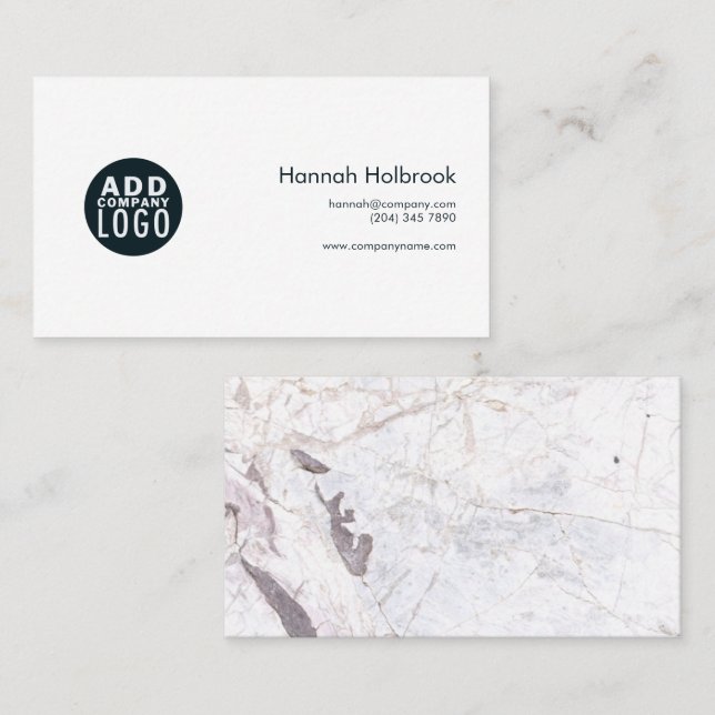 Elegant Marble Abstract Modern Company Logo Business Card (Front/Back)