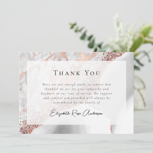 Elegant Marble Agate Bereavement Funeral Thank You Card