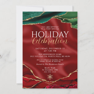 Elegant Marble Agate Holiday Invitation