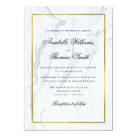 Elegant Marble and Gold Wedding Card