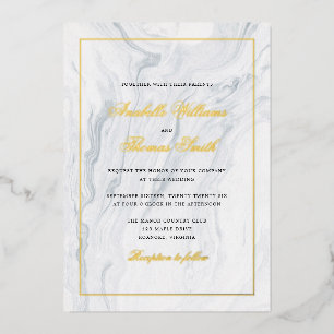 Elegant Marble and Gold Wedding Foil Invitation