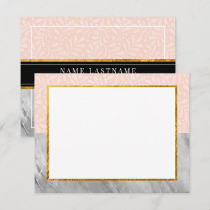 Elegant Marble and Pink Botanical Stationery Gift Note Card