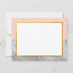 Elegant Marble and Pink Botanical Stationery Gift Note Card