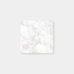 Elegant Marble and Rose Gold Foil Geometric Heart Post-it Notes