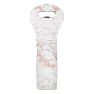 Elegant Marble and Rose Gold Foil Wine Bag