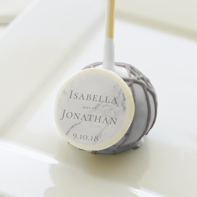 Elegant Marble and Wreath Wedding Dessert Cake Pops (Front Insitu)
