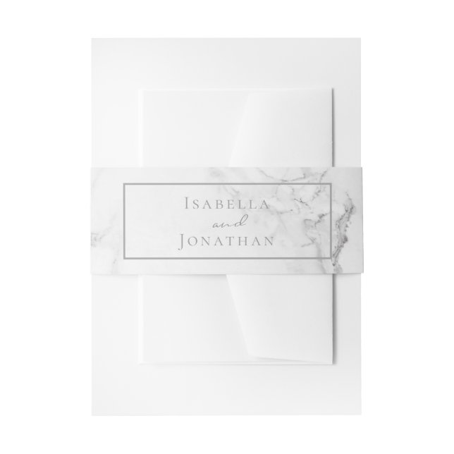 Elegant Marble and Wreath Wedding Invitation Invitation Belly Band (Front Example)